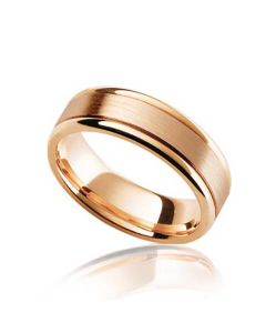 Atlas mens 9ct rose gold band with brushed centre and polished rails