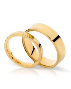 Dorado His & Hers Flat profile matching his and her wedding bands yellow gold