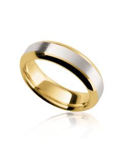 Corvus Two tone yellow and white gold mens bold wedding ring