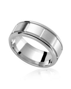 vulcan panelled wedding band in white gold