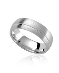 white gold matt band with polished line