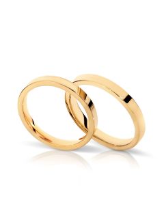 Dorado Yellow gold matching wedding bands for same-sex female couple.