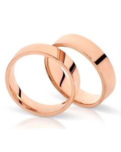 Dorado Rose gold men's flat wedding ring matching set
