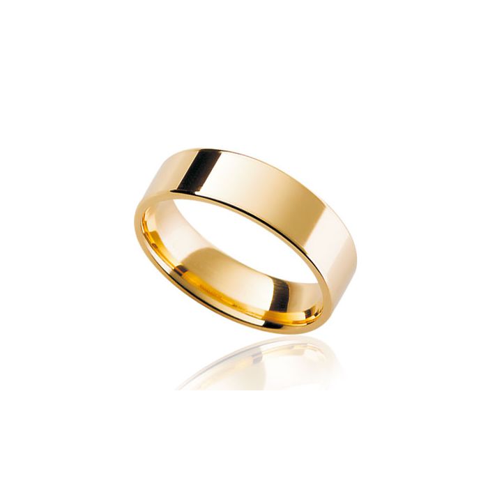 Flat men's wedding band with comfort fit.
